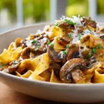 Hearty Pappardelle with Savory Portobello Mushroom Sauce