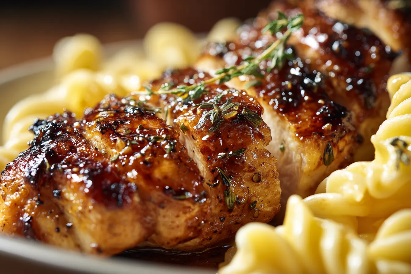 Savory High Protein Honey Garlic Butter Chicken Mac CHeese