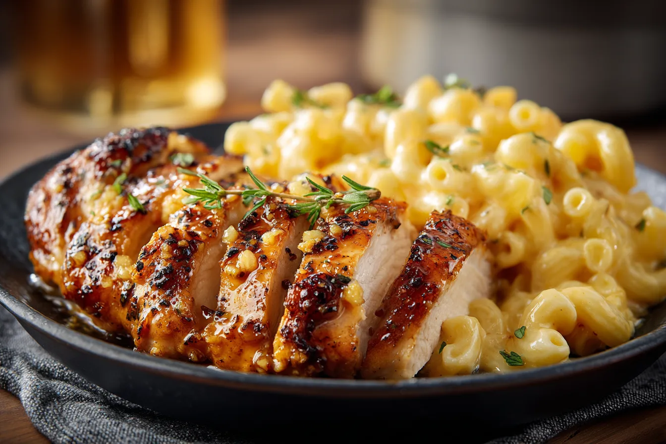 292 high protein honey garlic butter chicken with mac cheese 4 69659d3d96fb5