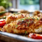 Parmesan Crusted Chicken Sheet Pan Dinner