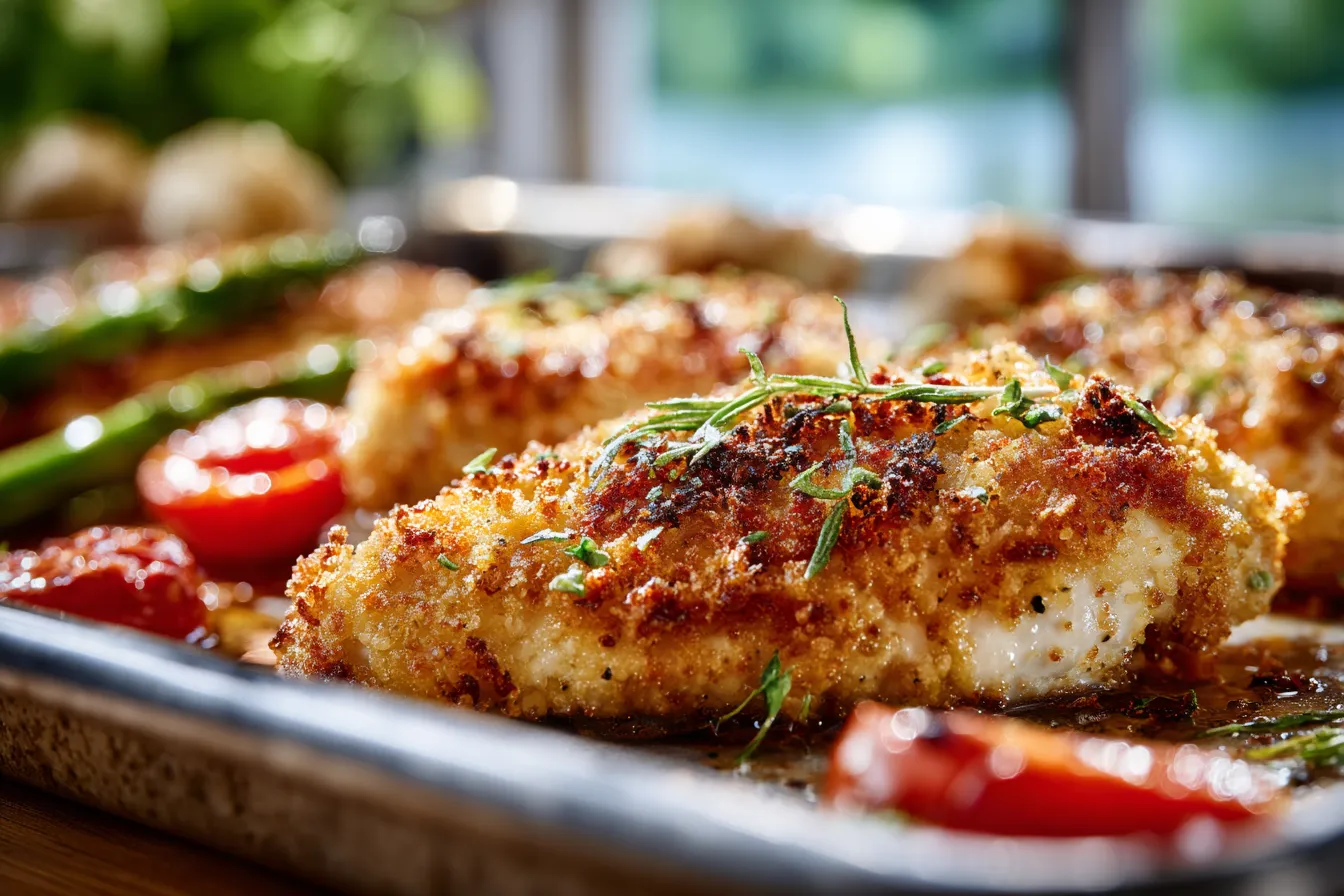 Irresistible Parmesan Crusted Chicken Sheet Pan Dinner Recipe