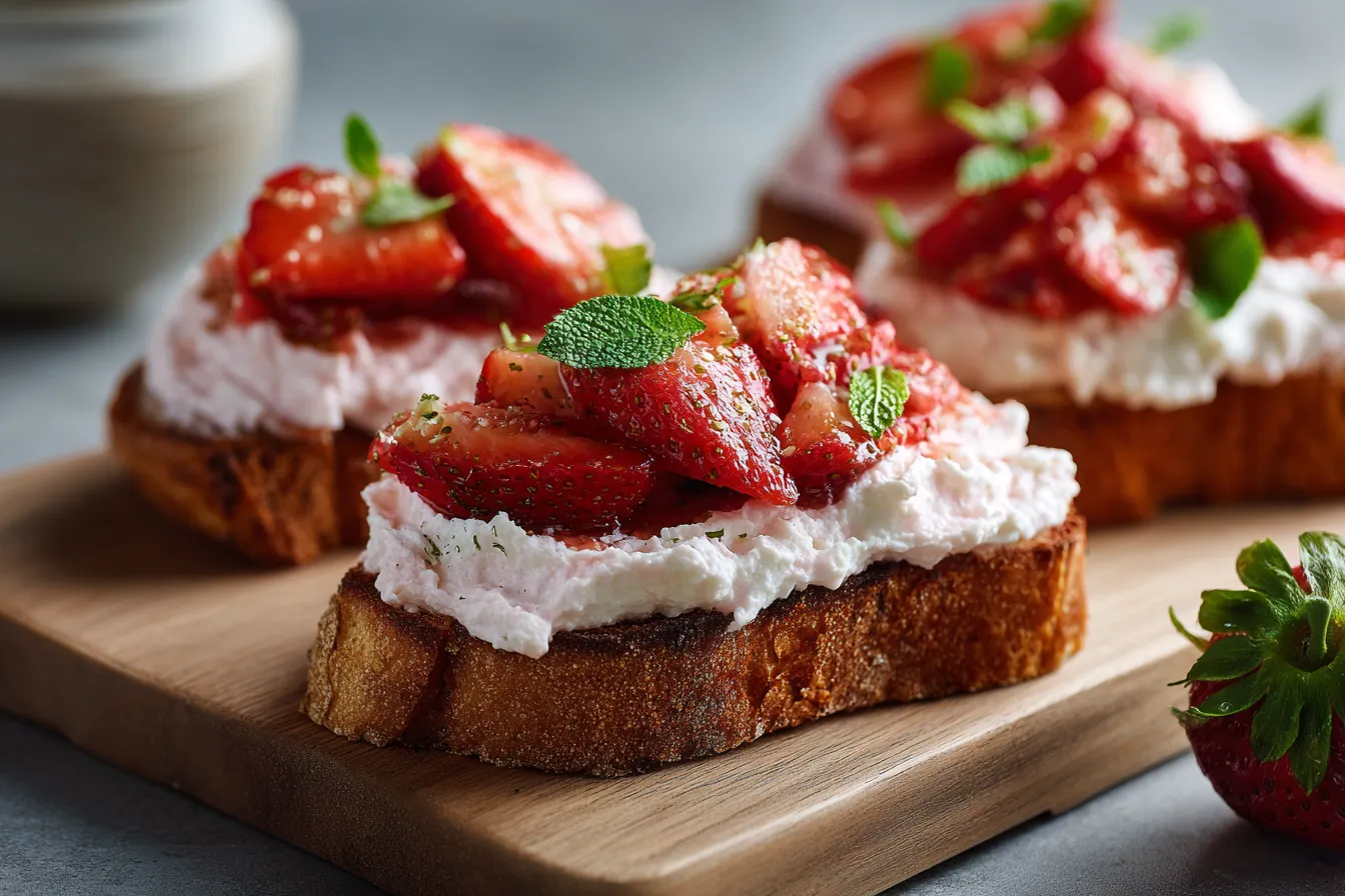 Delicious Roasted Strawberry Whipped Ricotta Toast Recipe & VIDEO