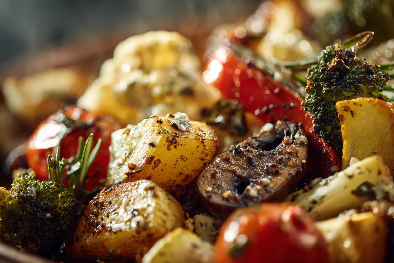 Ultimate BEST Roasted Veggies with Creamy Feta Sauce!