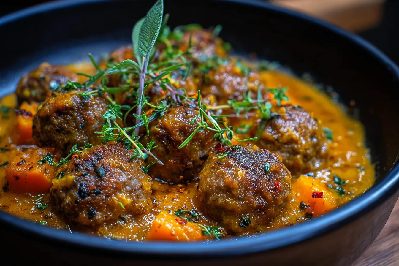 Savory Turkey Meatballs in Rich Pumpkin Sage Sauce Delight
