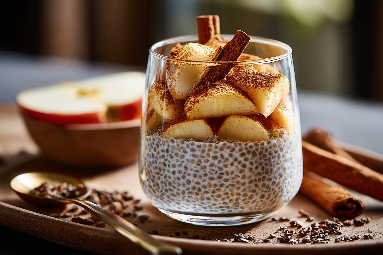 Delicious Warm Chai Spiced Chia Pudding & Cinnamon Apples