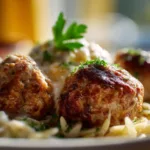 baked chicken meatballs with orzo