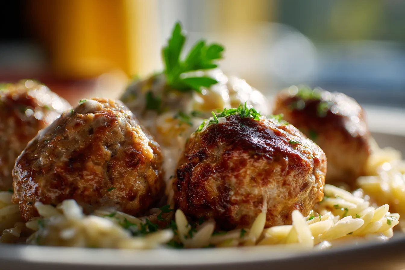 Savory Baked Chicken Meatballs & Orzo: Easy, Delicious Recipe