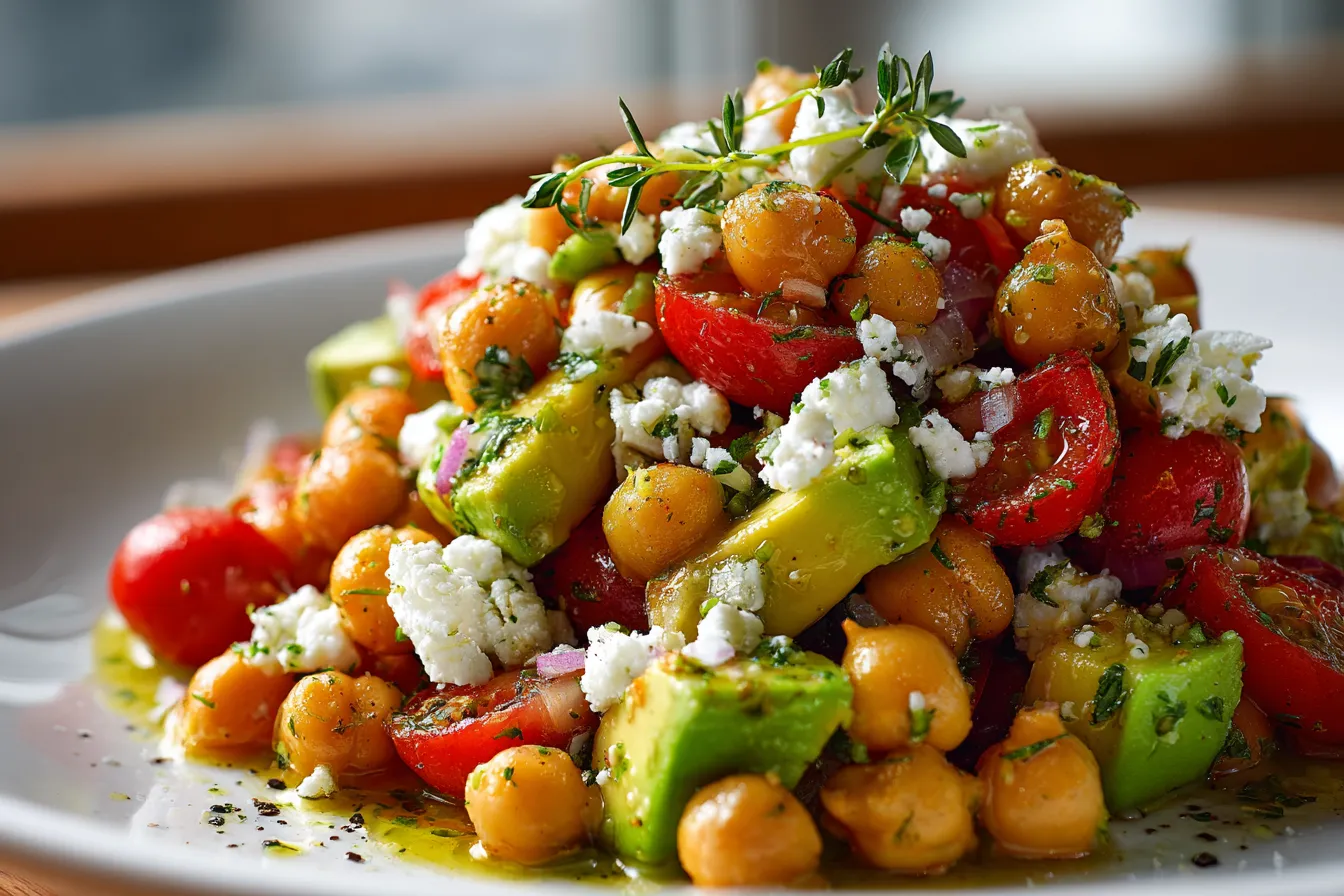 Delicious Chickpea Feta Avocado Salad – Quick & Healthy Recipe