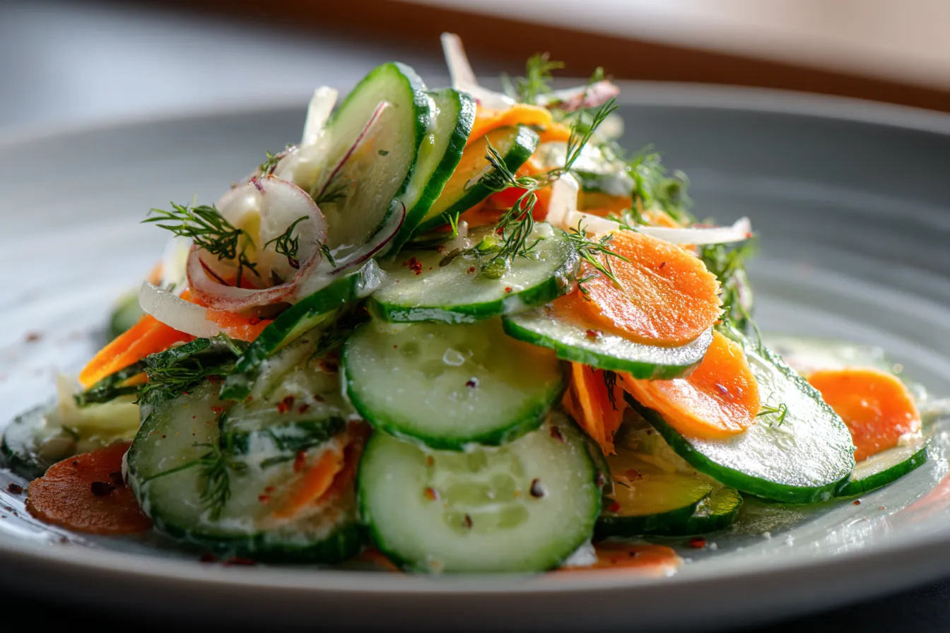 Delicious Fresh Creamy Cucumber & Carrot Salad for Light Lunches