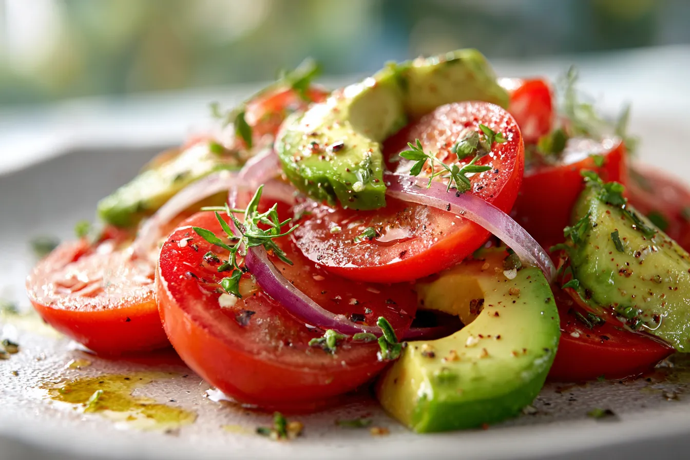 Zesty Fresh Tomato & Herb Avocado Salad Recipe – Delightful!