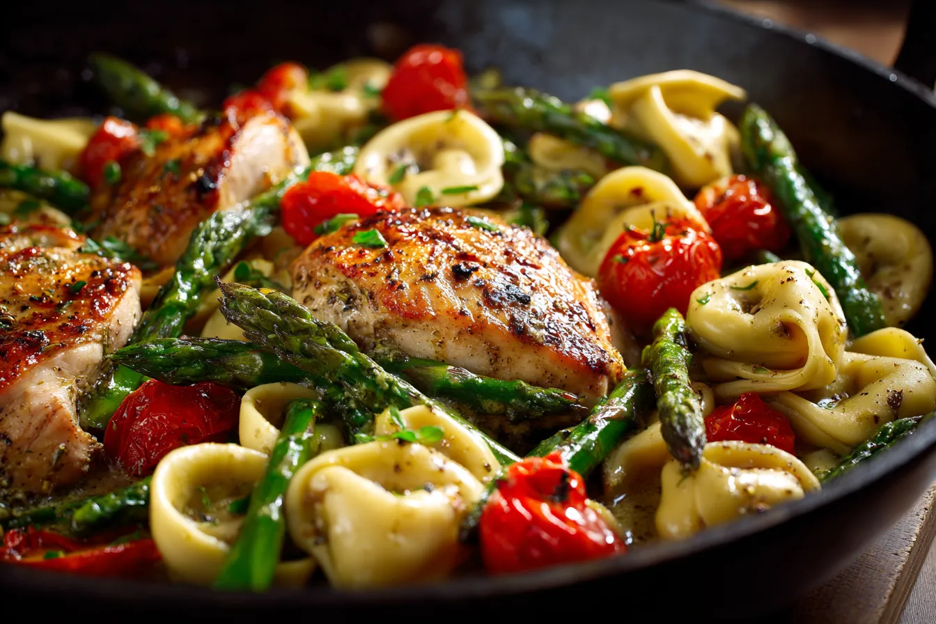 “Delicious One-Pan Pesto Chicken, Tortellini & Veggies Recipe”