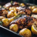 Sheet Pan Lemon Balsamic Chicken and Potatoes.