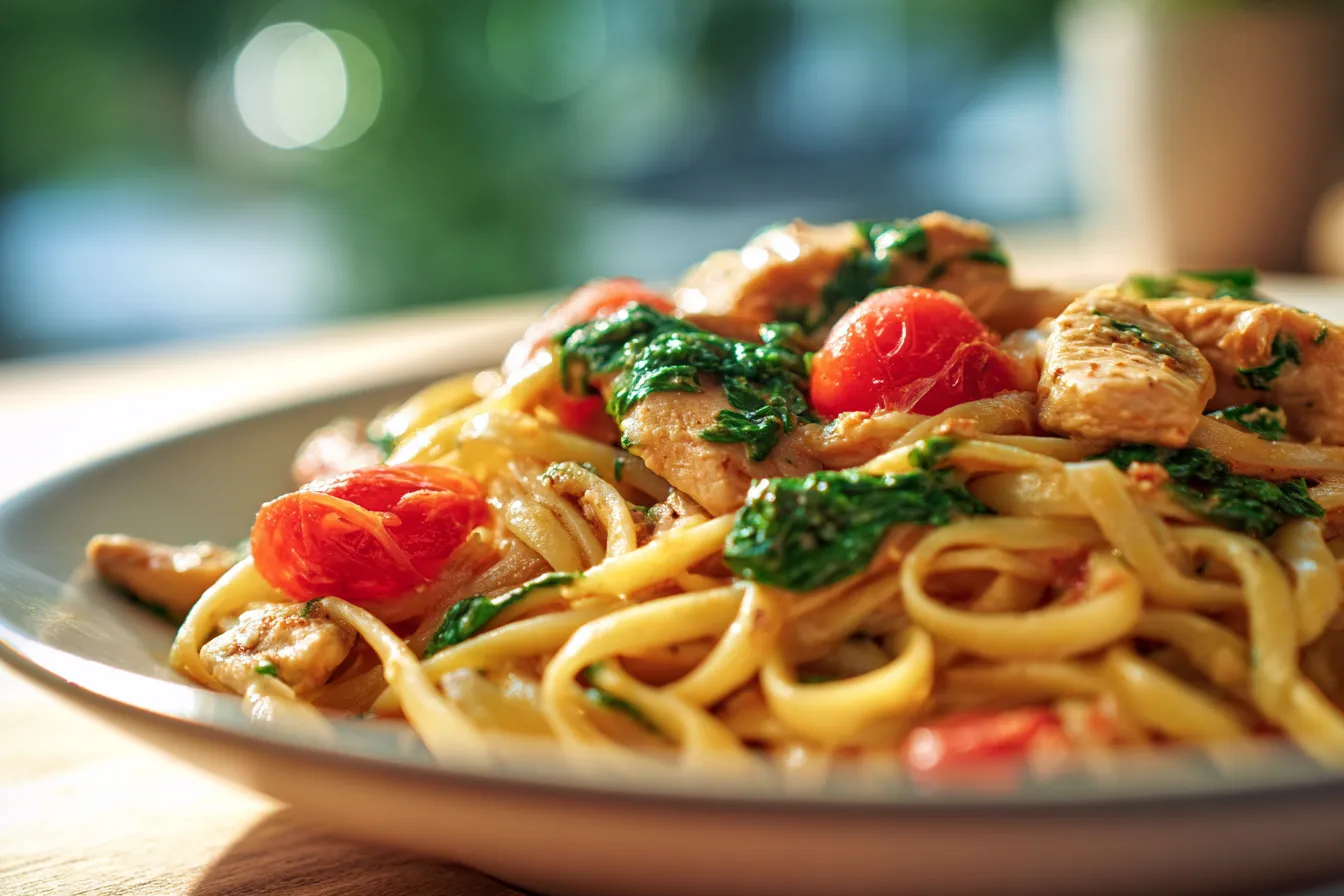 Savory Tomato Spinach Chicken Pasta Recipe: Quick & Delicious