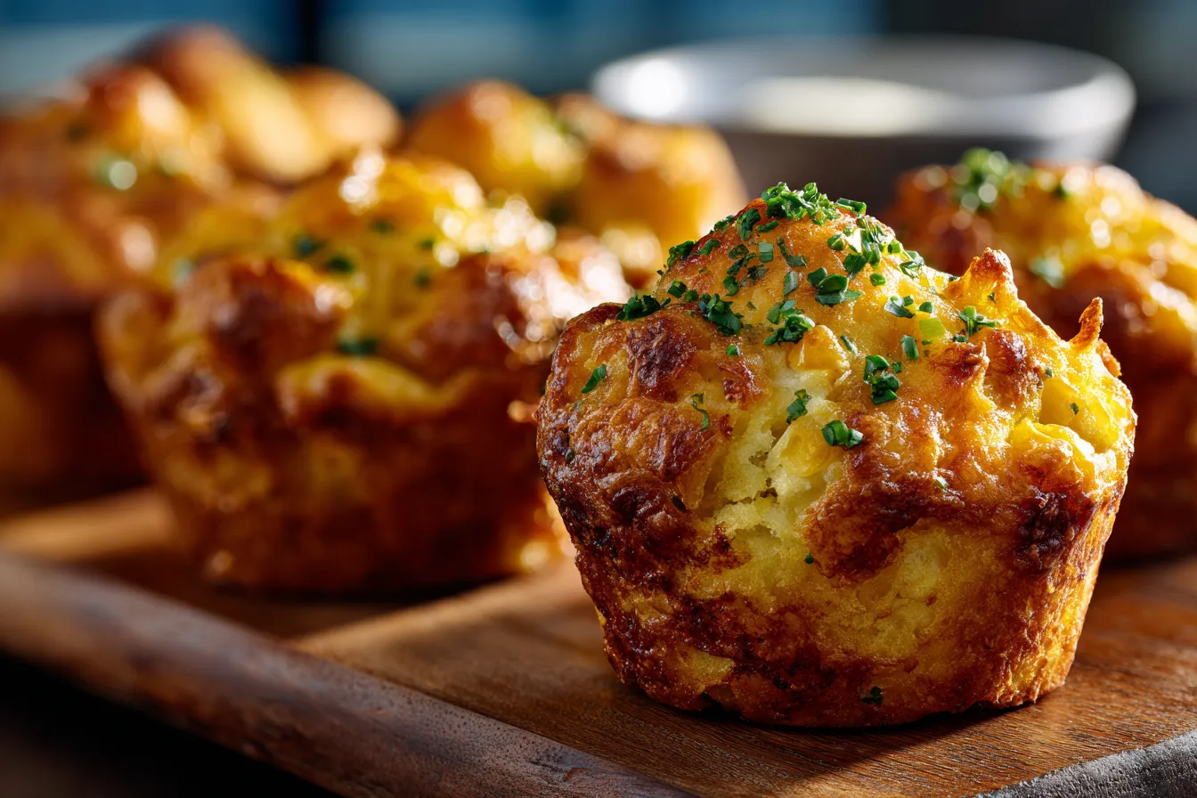Irresistible Cheesy Crispy Cheddar Corn Potato Muffins Recipe