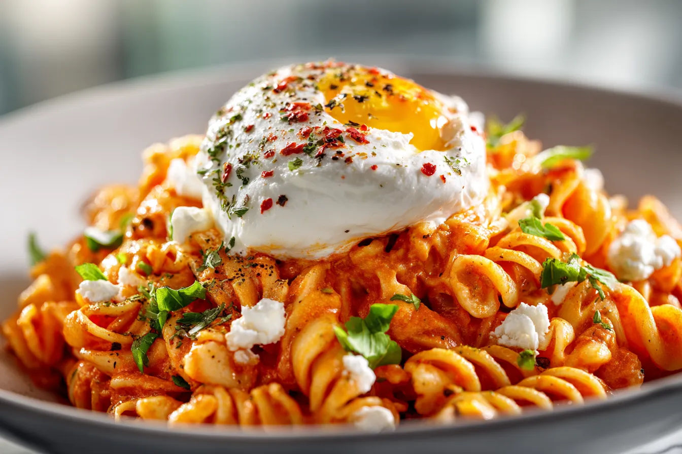 292 creamy red pepper pasta with burrata herbs 4 69c08aeecc9c1