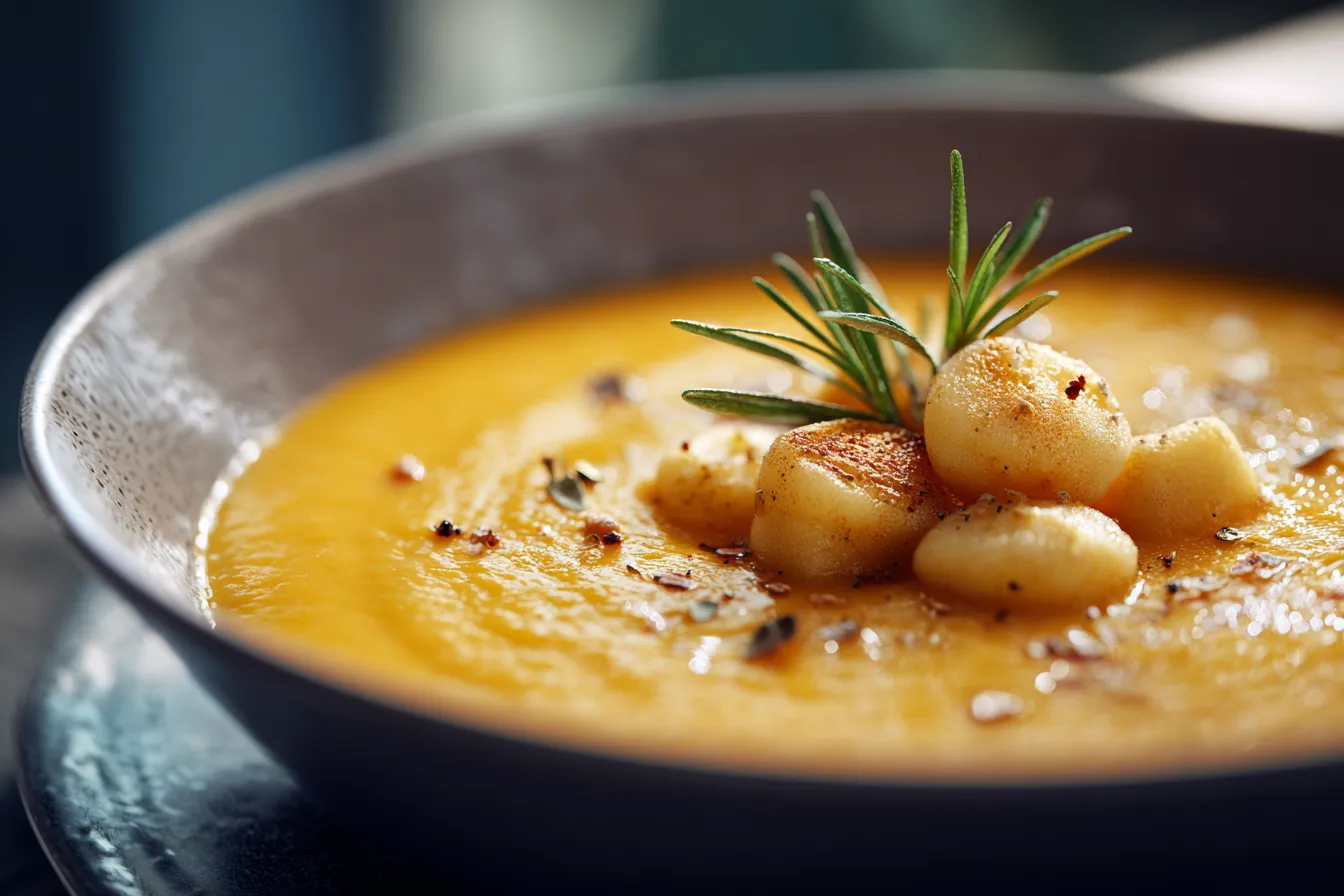 Irresistible Creamy Butternut Squash Soup w/ Soft Gnocchi