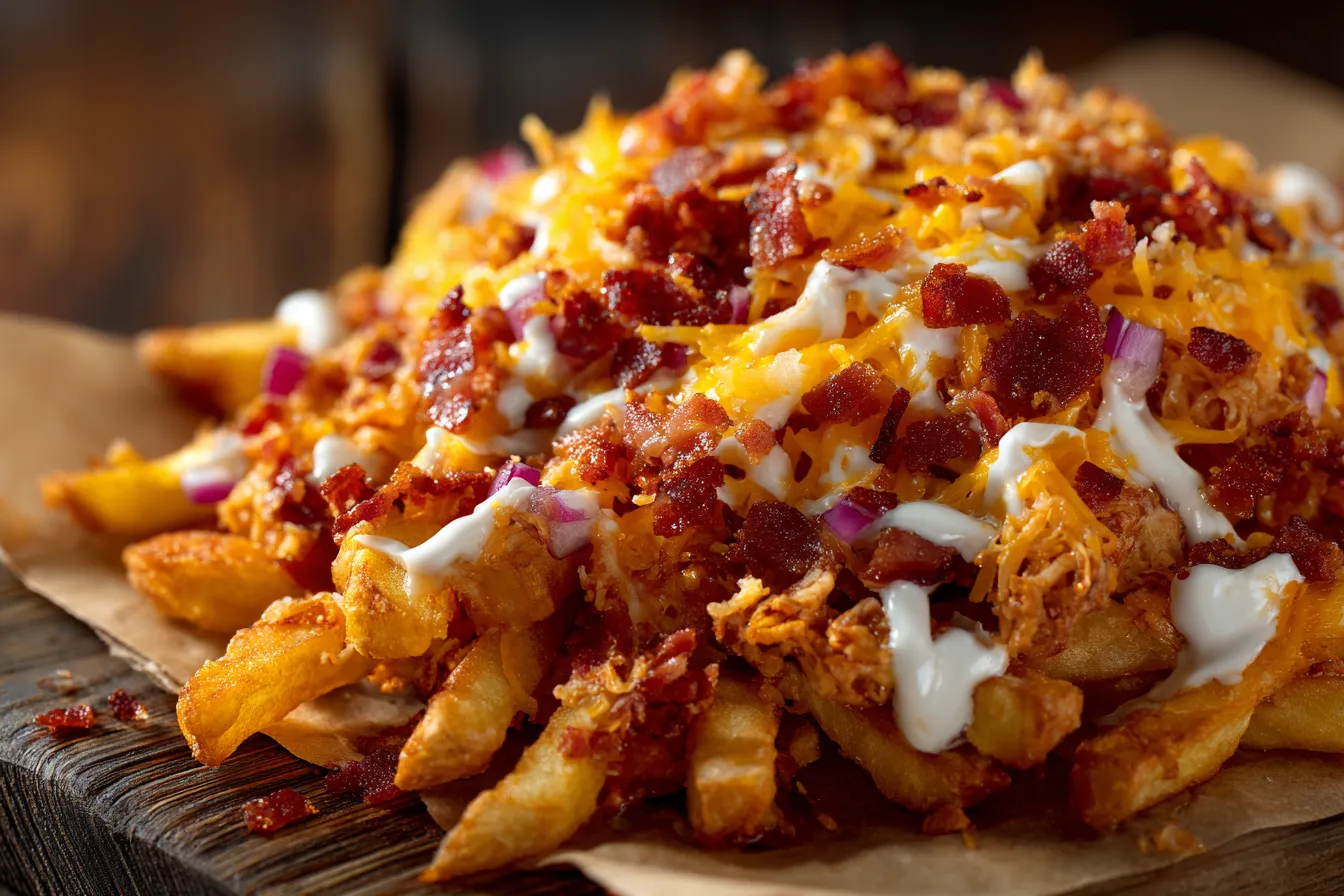 Ultimate Dirty Chicken & Bacon Loaded Fries: Comfort Snack Bliss