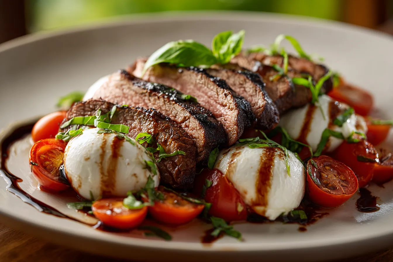 Savory Grilled Flank Steak Caprese with Bold Balsamic Drizzle
