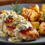 High Protein Creamy Garlic Chicken & Crispy Potatoes