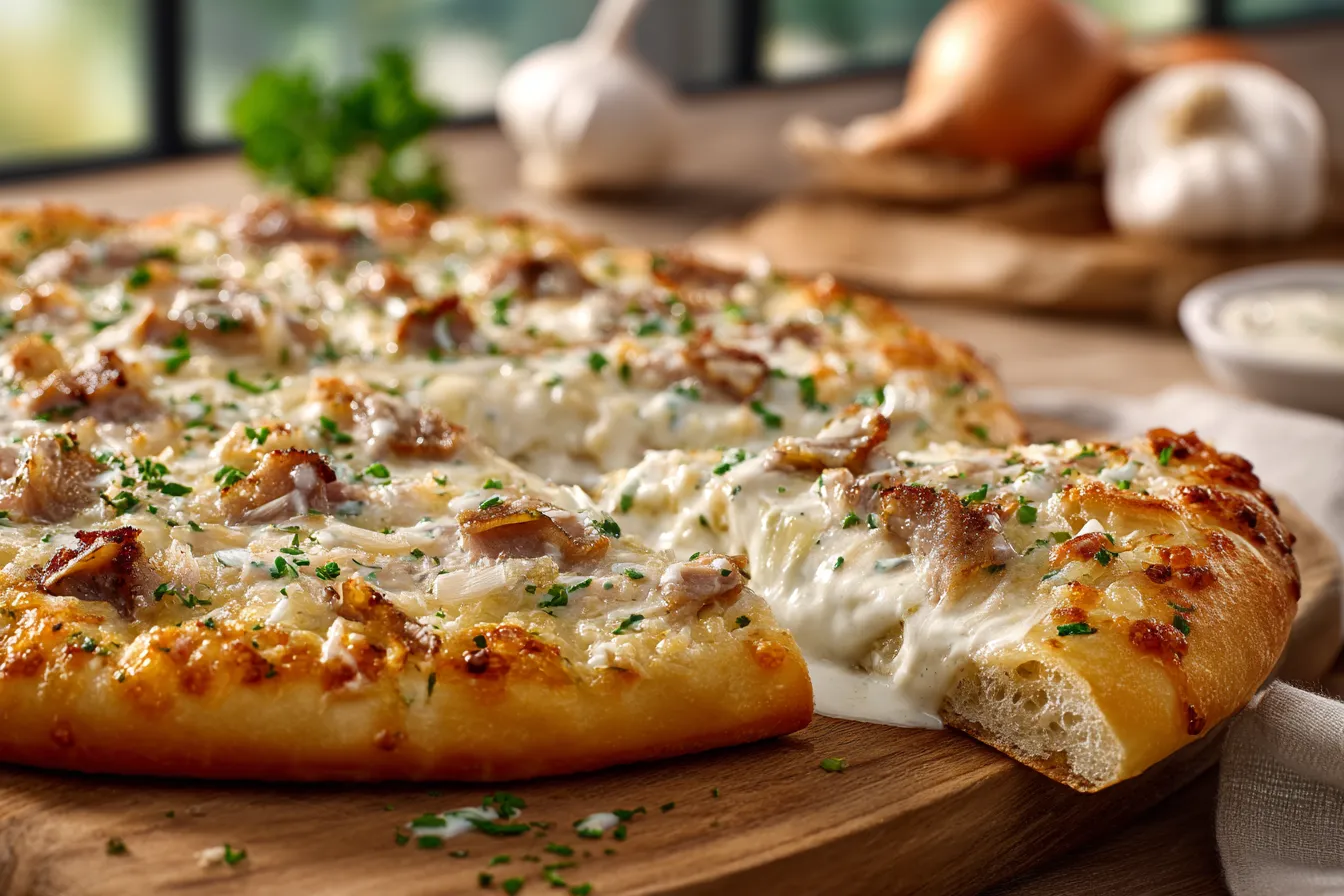 Irresistible White Sauce Pizza: Creamy Garlic Bliss Recipe Delight