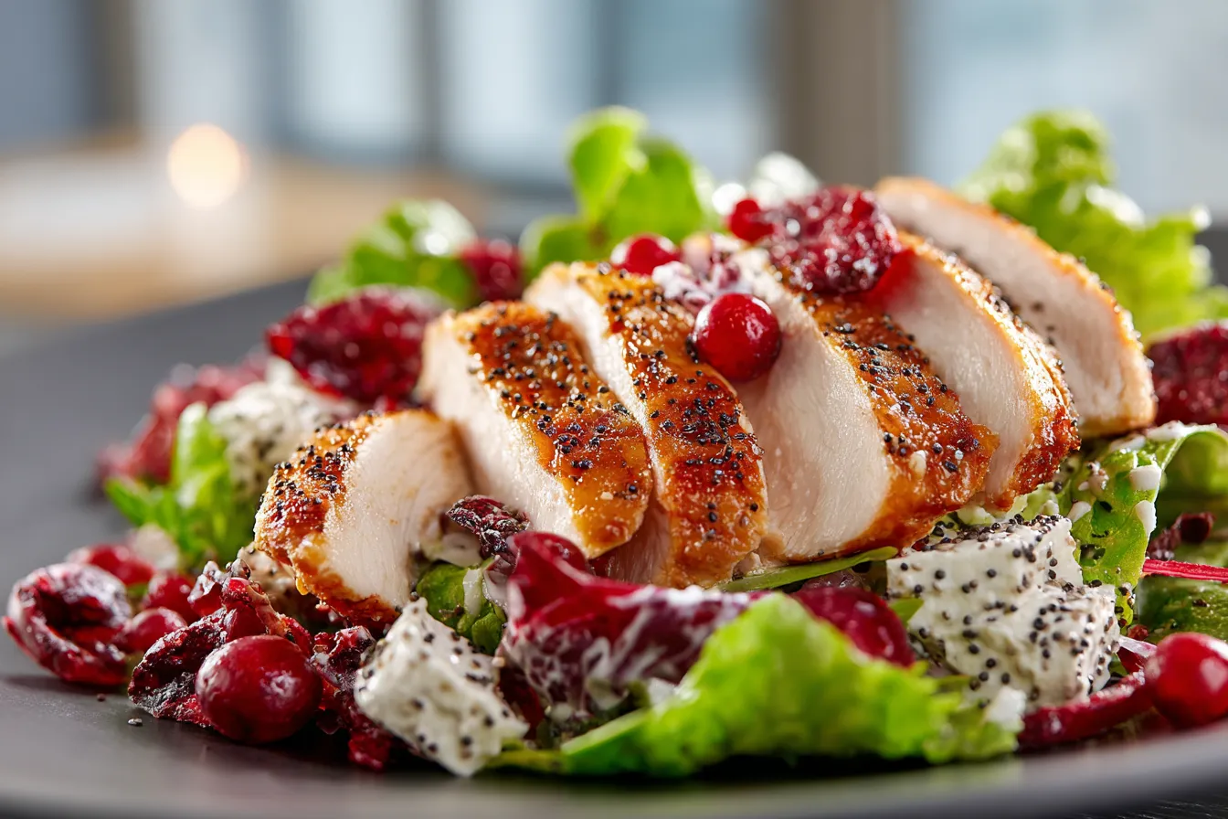 Delicious Light Cranberry Chicken Salad w/ Poppy Seed Dressing