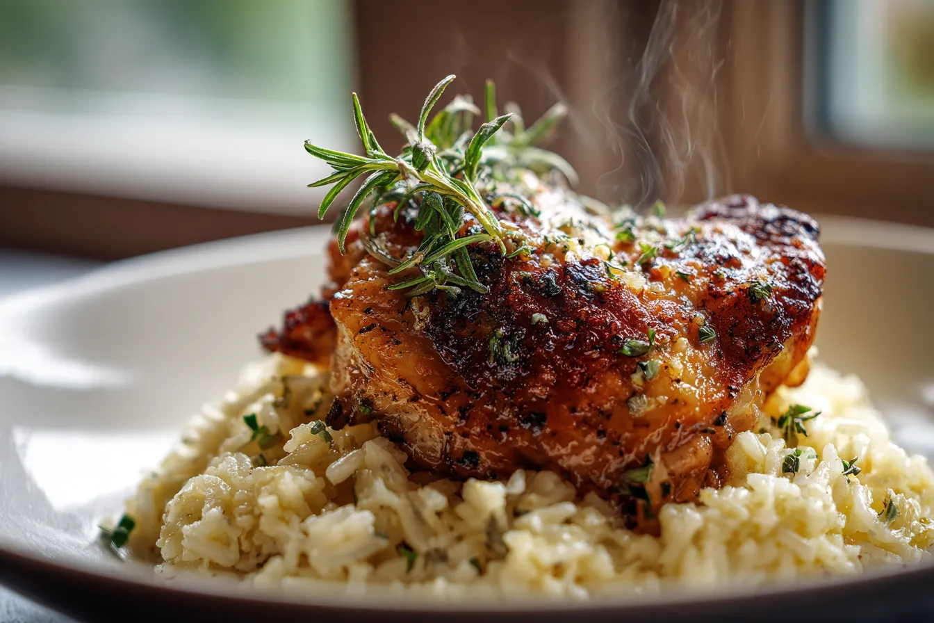 Savory One-Pan Honey Butter Garlic Chicken & Rice Recipe!