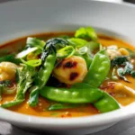 One-Pot Red Curry Soup with Greens & Mini Dumplings
