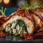 Rolled Up Chicken with Feta Spinach and Sun Dried Tomatoes