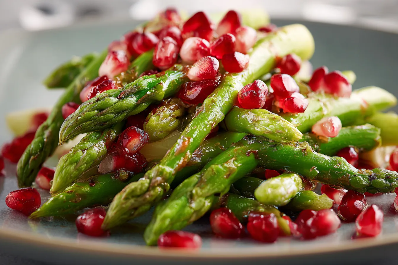 Delicious Simple Asparagus & Pomegranate Salad for Festive Tables