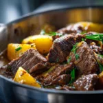 Slow Cooker Garlic Butter Beef with Potatoes
