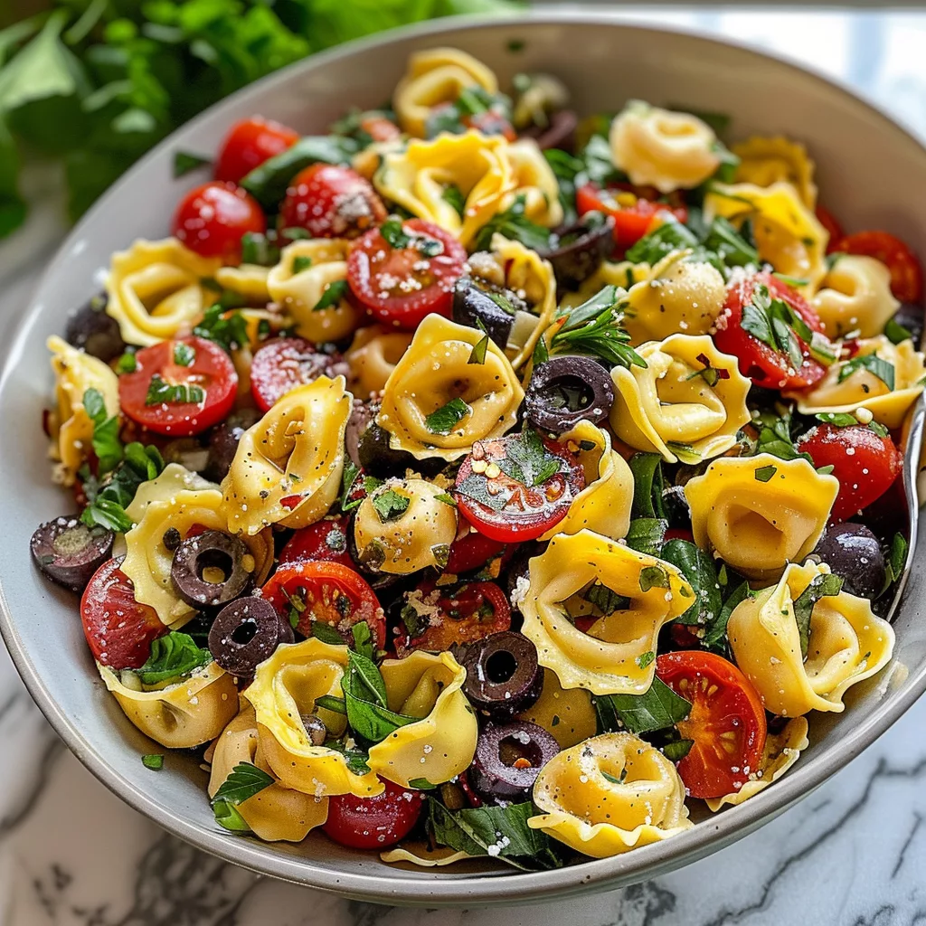 Italian Tortellini Pasta Salad with Herbs and Olive Oil