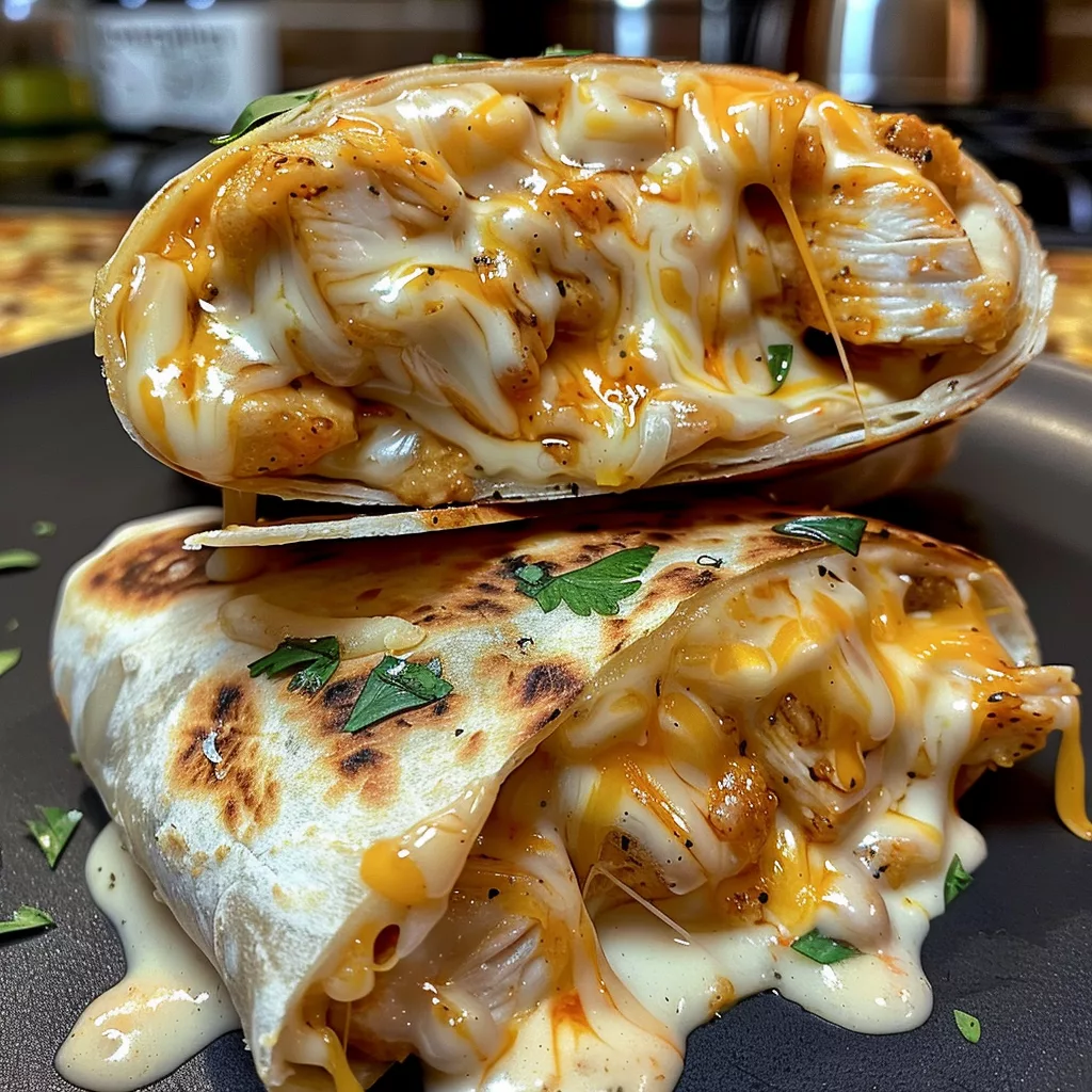 Cheesy Garlic Chicken Wraps Ooey, Gooey