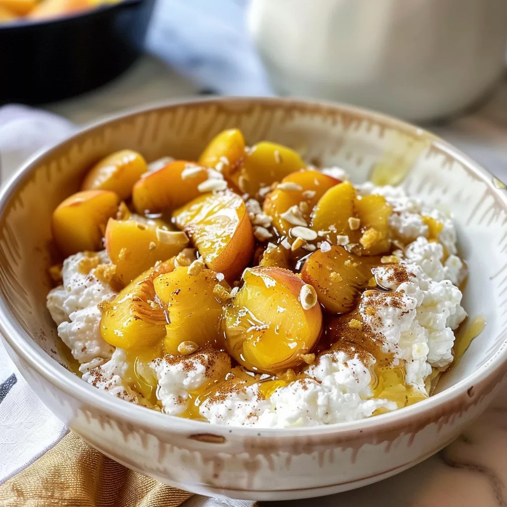 Healthy Peach Pie Cottage Cheese Bowl Recipe