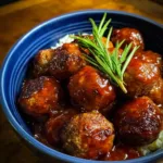 Slow Cooker Apricot Glazed Meatballs with Rosemary