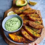 Ultimate Crispy Cheesy Potato Wedges with Avocado Ranch