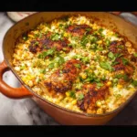 High Protein Cheesy Elote Chicken Casserole
