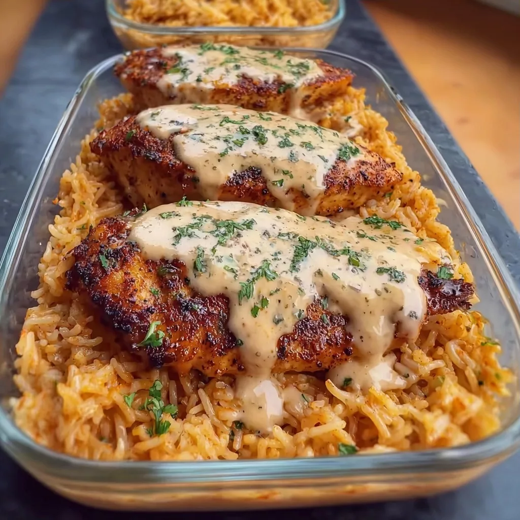 High Protein Creamy Cajun Chicken with Garlic Rice